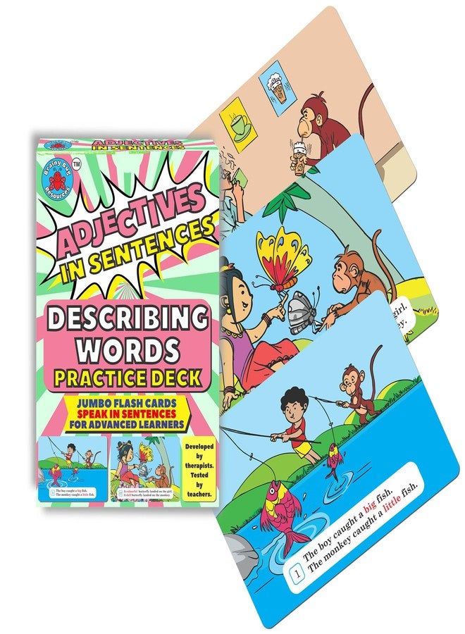 Brainy Bug Resources Flash Card for Teaching Language (Adjectives in Sentences), for Language_Skills | Audio-Enabled in Hindi, English, Punjabi, Tamil, Kannada, Telugu - Image 2